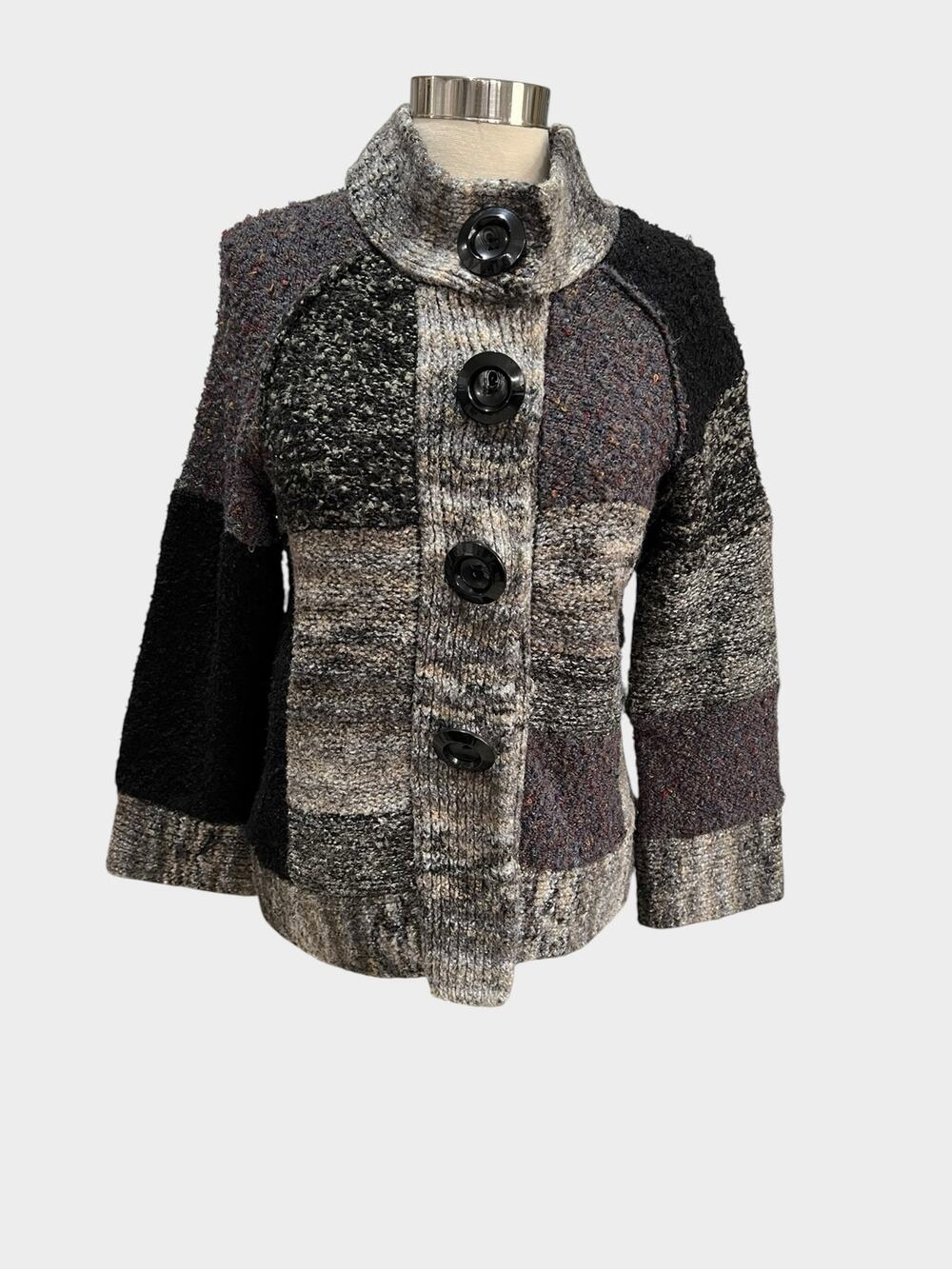 Vintage Anthropologie Curio New York Patchwork Knit Cardigan Jacket Small